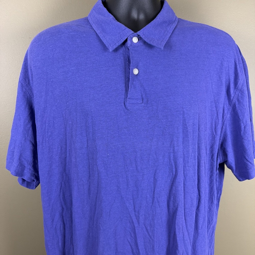 Jos A Bank Polo Shirt Mens Sz XXL Tailored Fit Purple Linen Cotton Short Sleeve
